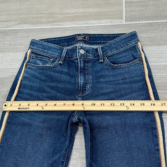 Abercrombie & Fitch Harper Low Rise Ankle Tuxedo Stripe Fray Hem Jeans Size 26S - Picture 14 of 16